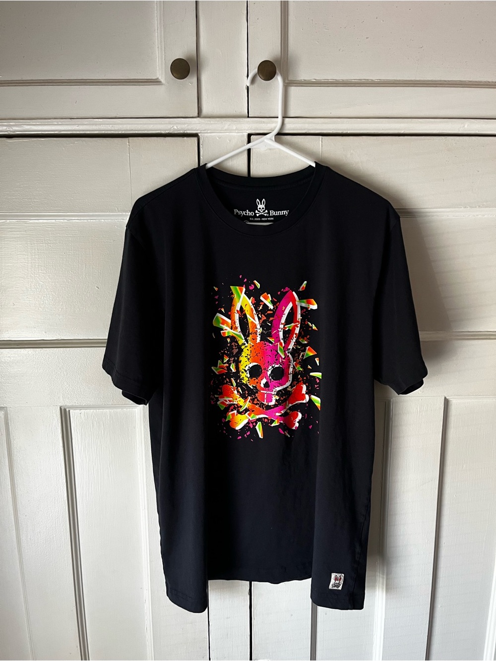Psycho Bunny - Black Short-Sleeve Tee with Neon Multicolor - Men’s Size XL (7)
